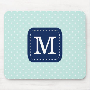 Mousepad Padrão do Mint Bolinhas com Monograma Personalizad