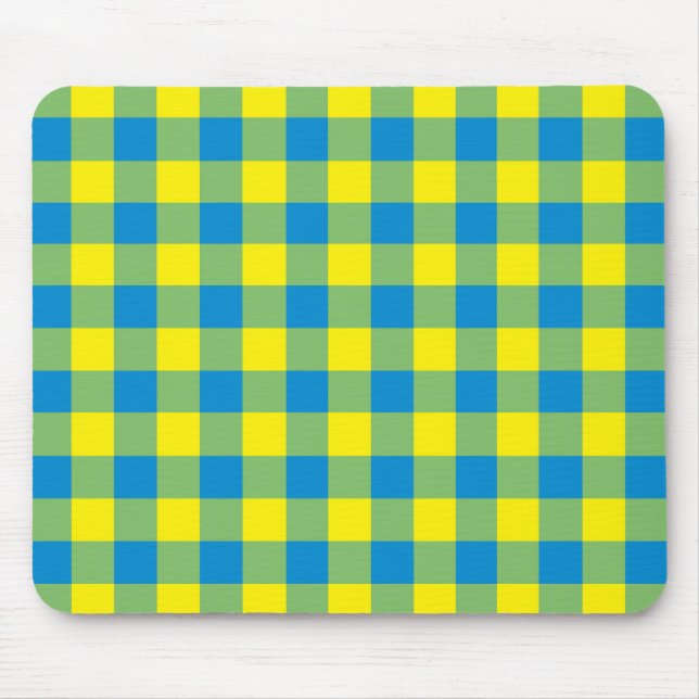 Mousepad Padrão do Verificador de Xadrezes Verde Amarelo Az (Frente)