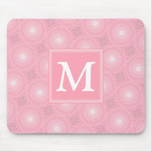 Mousepad Padrão dos círculos cor-de-rosa monograma