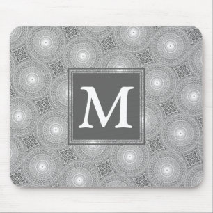 Mousepad Padrão dos círculos da cinza monograma