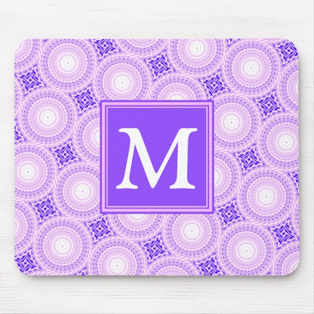 Mousepad Padrão dos círculos roxos do monograma (Frente)