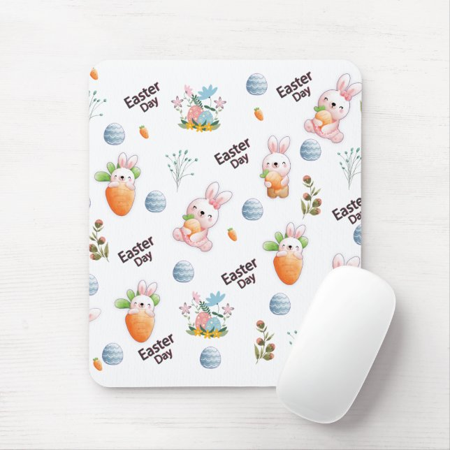 Mousepad Padrão dos coelhos do dia da páscoa (Com mouse)