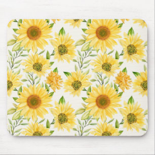 Mousepad padrão dos girassóis na moda amarelo