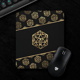 Mousepad Padrão Dourado D20 | Tabletop Role Player Dice