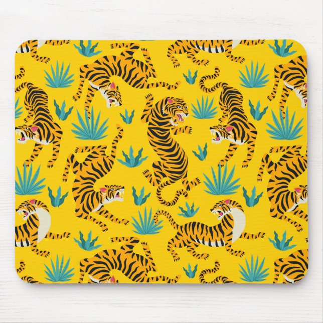 Mousepad Padrão Dourado de Tigre Asiático (Frente)