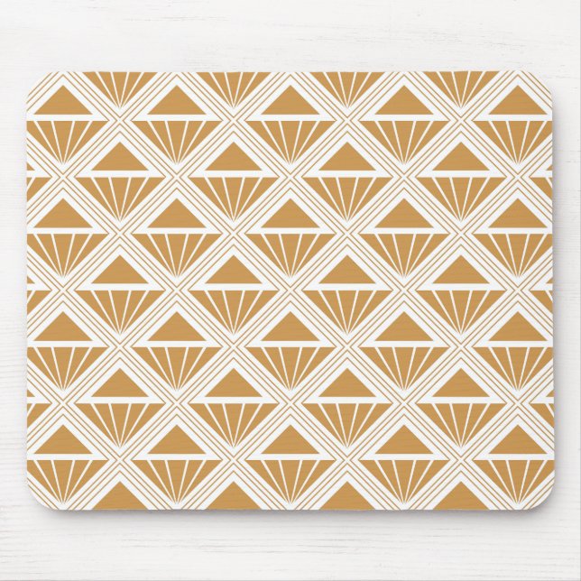Mousepad Padrão Dourado e branco de Deco de Arte com rombos (Frente)