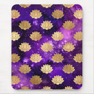 Mousepad Padrão Dourado e roxo de Galáxia Dharma Mandala
