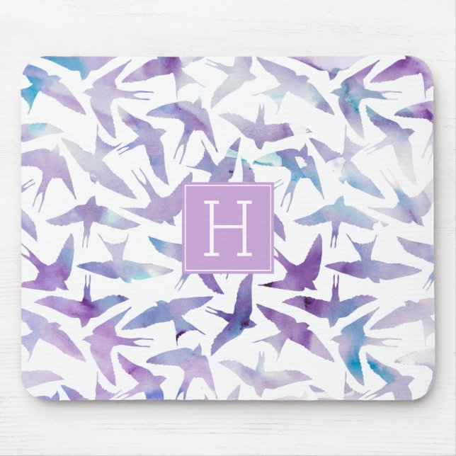 Mousepad Padrão e Monograma de Aves Aquáticas (Frente)