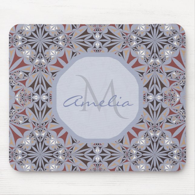 Mousepad Padrão Elegante de Borgonha e Cinza Personalizado (Frente)