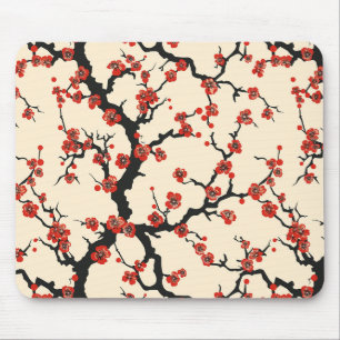 Mousepad Padrão Elegante De Flor De Cereja Sem Costura (1)
