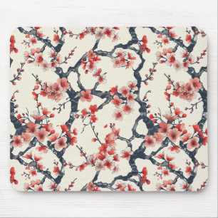 Mousepad Padrão Elegante De Flor De Cereja Sem Costura (13)