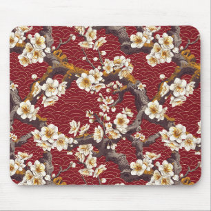 Mousepad Padrão Elegante De Flor De Cereja Sem Costura (17)
