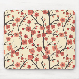 Mousepad Padrão Elegante De Flor De Cereja Sem Costura (4)