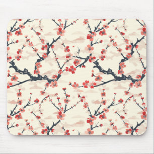 Mousepad Padrão Elegante De Flor De Cereja Sem Costura (5)