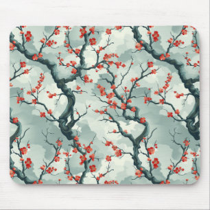 Mousepad Padrão Elegante De Flor De Cereja Sem Costura (7)