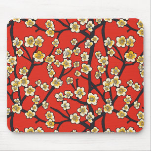 Mousepad Padrão Elegante De Flor De Cereja Sem Costura (9)