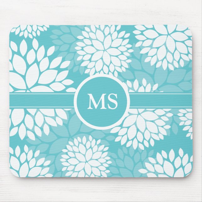 Mousepad Padrão Elegante Floral Teal (Frente)