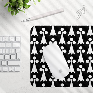 Mousepad Padrão Ermine, Padrão Medieval, Branco em Preto
