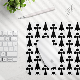 Mousepad Padrão Ermine, Padrão Medieval, Preto em Branco