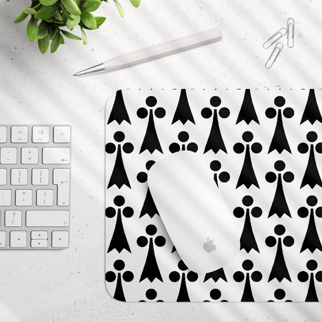 Mousepad Padrão Ermine, Padrão Medieval, Preto em Branco (Criador carregado)