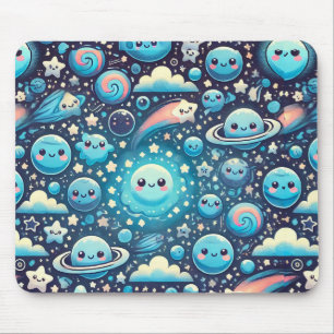Mousepad Padrão Espacial de Kawaii Cute