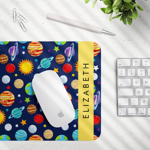 Mousepad Padrão Espacial, Planetas, Estrelas, Cosmos, Seu N