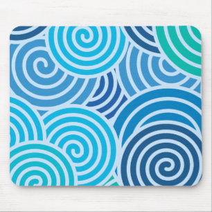 Mousepad Padrão Espiral Azul Moderno