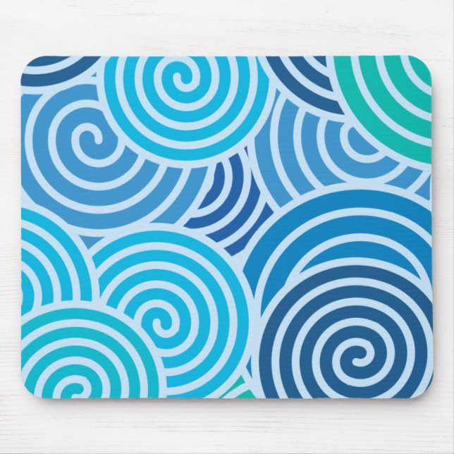 Mousepad Padrão Espiral Azul Moderno (Frente)