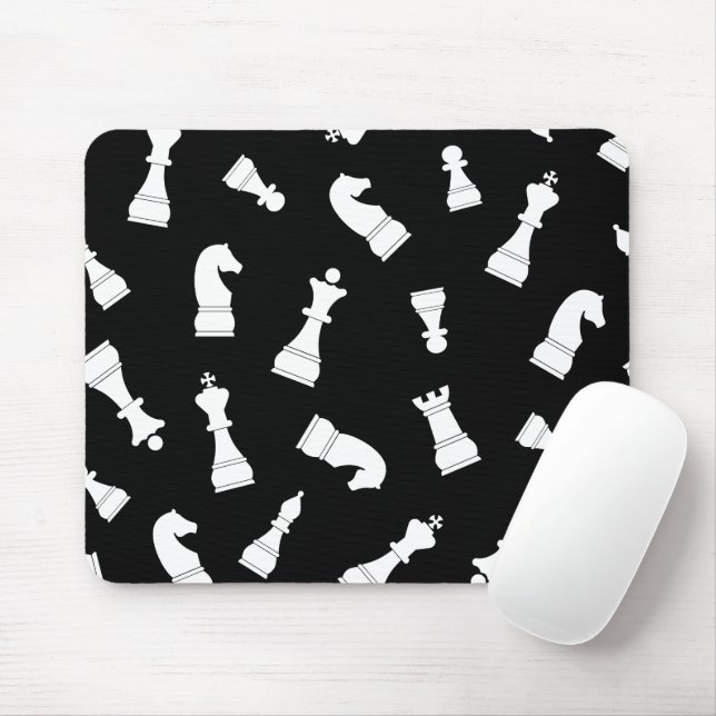 Mousepad Padrão exclusivo de peças de xadrez preto e branco (Com mouse)