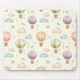 Mousepad Padrão Fantasia de Balão de Ar Quente Desenho Aqua