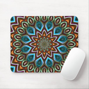 Mousepad Padrão Faux Shiny Orange Teal Turquoise Mandala