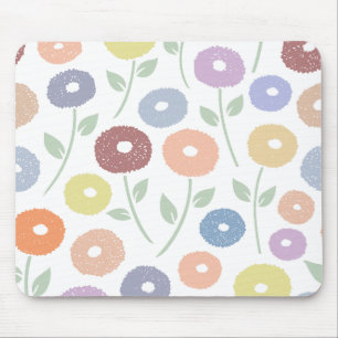 Mousepad Padrão Flor Difusa Grande Pastéis em Branco