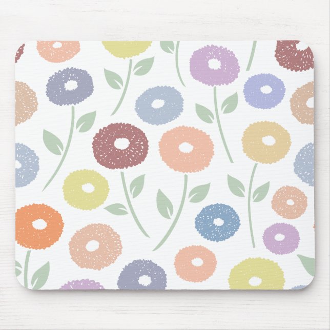 Mousepad Padrão Flor Difusa Grande Pastéis em Branco (Frente)