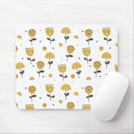 Mousepad Padrão Floral Amarelo do meio século