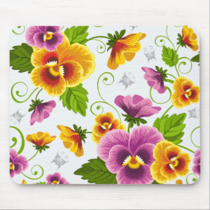 Mousepad Padrão floral amarelo e rosa
