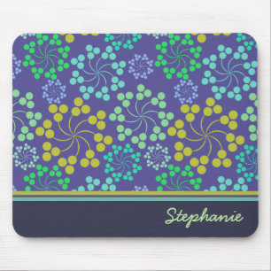 Mousepad Padrão Floral Azul-Abstrato Funky Personalizado