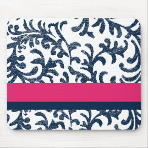 Mousepad Padrão Floral Azul e Rosa