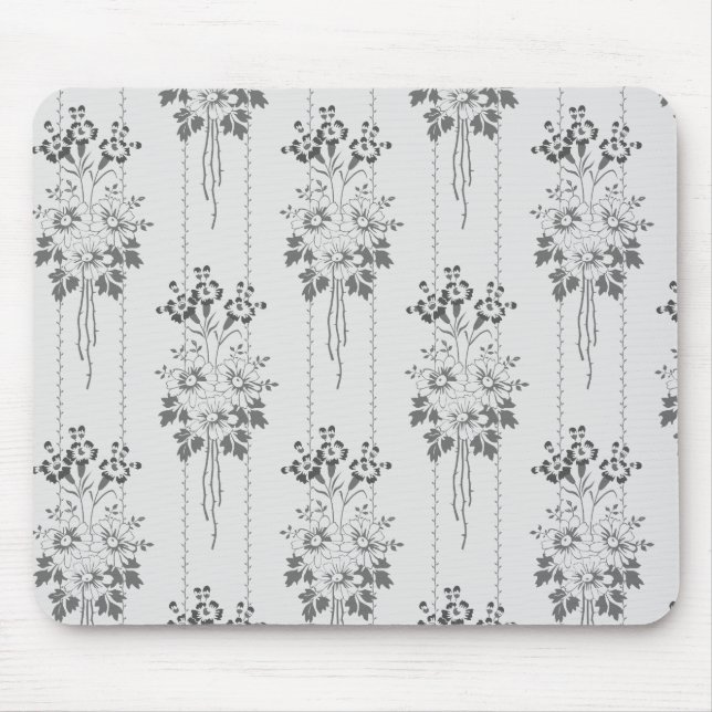 Mousepad Padrão floral barroco com cinza de fronteira (Frente)