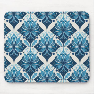 Mousepad Padrão Floral Boho Elegante em Azul
