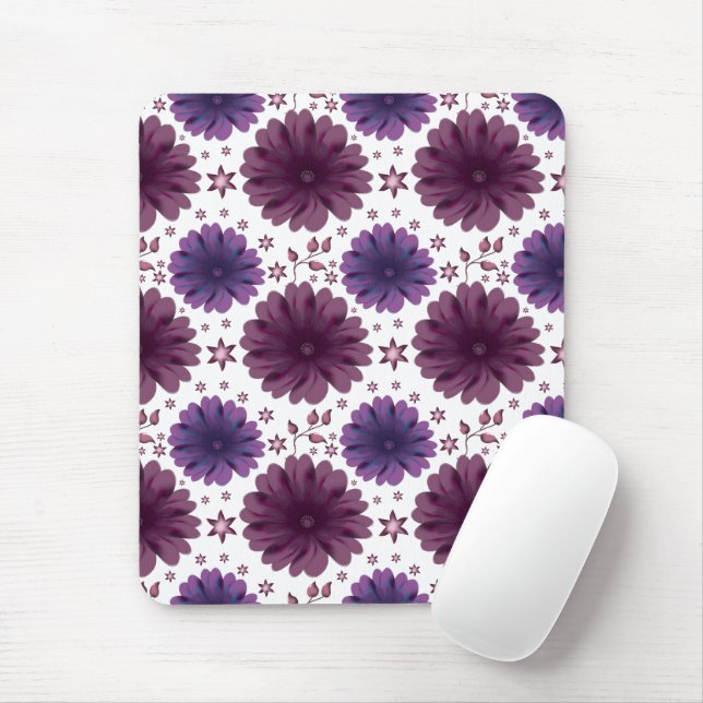 Mousepad Padrão Floral Celestial Roxo (Com mouse)