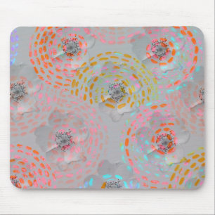 Mousepad Padrão floral colorido com linhas gráficas ponti
