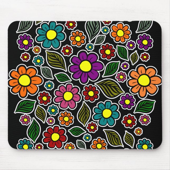Mousepad Padrão Floral Colorido da Natureza (Frente)