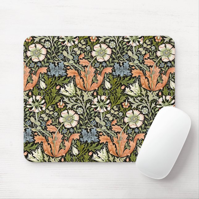 Mousepad Padrão Floral Compton do Morris BlackBackground 18 (Com mouse)