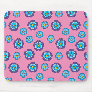 Mousepad Padrão Floral Cor-de-Rosa Azul