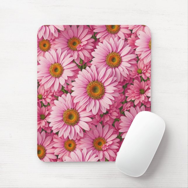 Mousepad Padrão floral cor-de-rosa-chic-retrô (Com mouse)