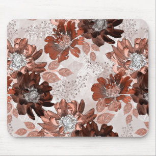 Mousepad Padrão floral da cinza marrom-aquarela.