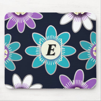 Mousepad Padrão Floral da Flor do Monograma Personalizado
