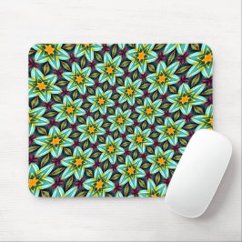 Mousepad Padrão Floral das Estrelas Verdes