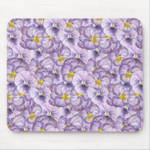 Mousepad Padrão floral de aquarela com pânico violeta