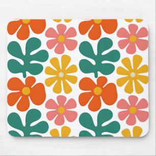 Mousepad Padrão Floral de Arte Popular Groovy dos Anos 70